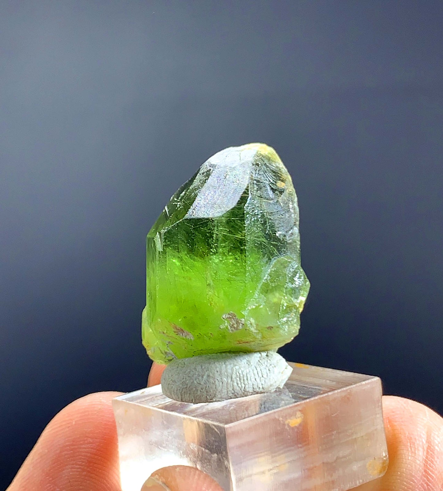 Natural Rutiliated Green Peridot Crystal From Pakistan