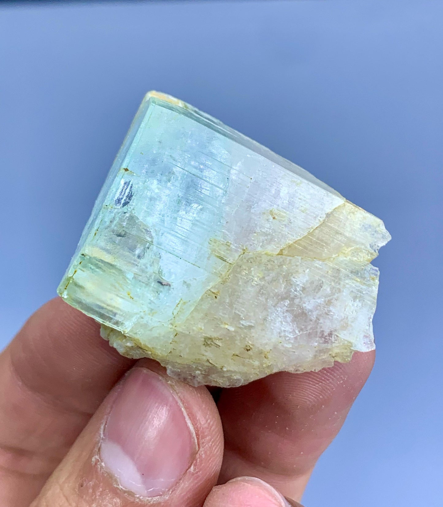 AquaMorganite Crystal, Bicolor Beryl, Aqua var Morganite from Shigar valley Pakistan - 24 gram