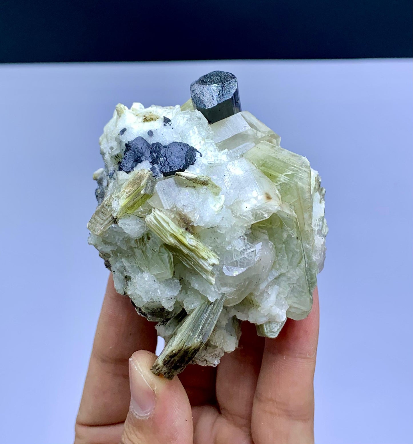 Schorl Black Tourmaline on Quartz and Mica from Pakistan - 237 gram
