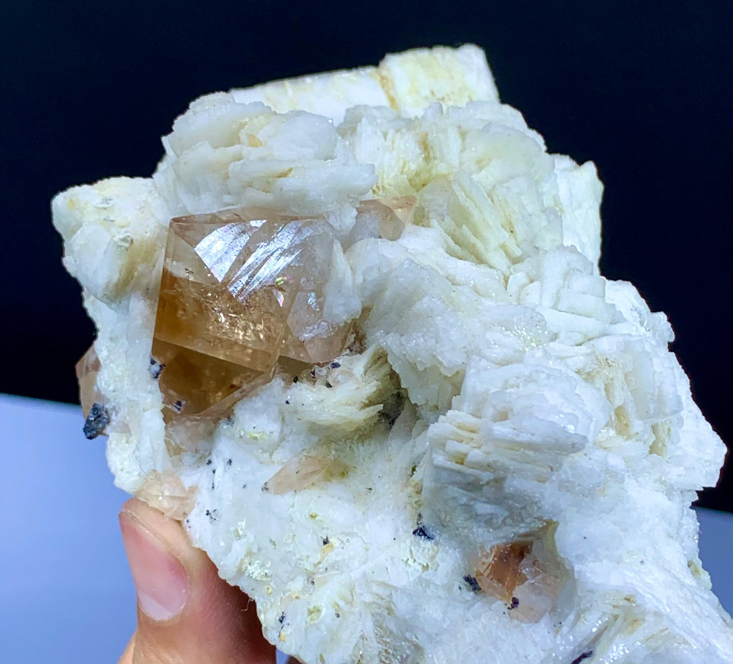 Natural Topaz Crystal on Cleavelandite Albite and Feldspar - 413 gram