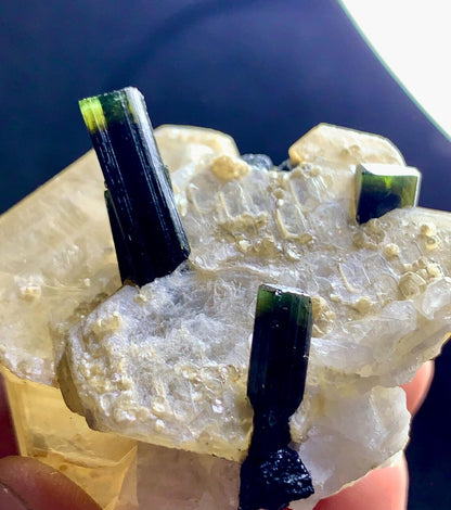 Stunning Green Cap Tourmaline Crystals on Mica, Tourmaline Specimen - 89 grams