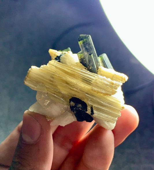 Stunning Green Cap Tourmaline Crystals on Mica, Tourmaline Specimen - 89 grams