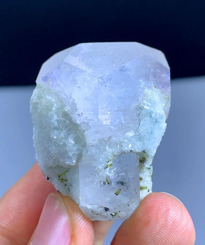 46 Gram Morganite Var Aquamarine Crystal With Green Tourmalines, BiColor Beryl From Afghanistan