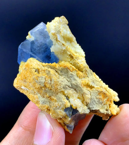 Natural Blue Celestine Crystal With Yellow Calcite Specimen From Afghanistan 41 Gram