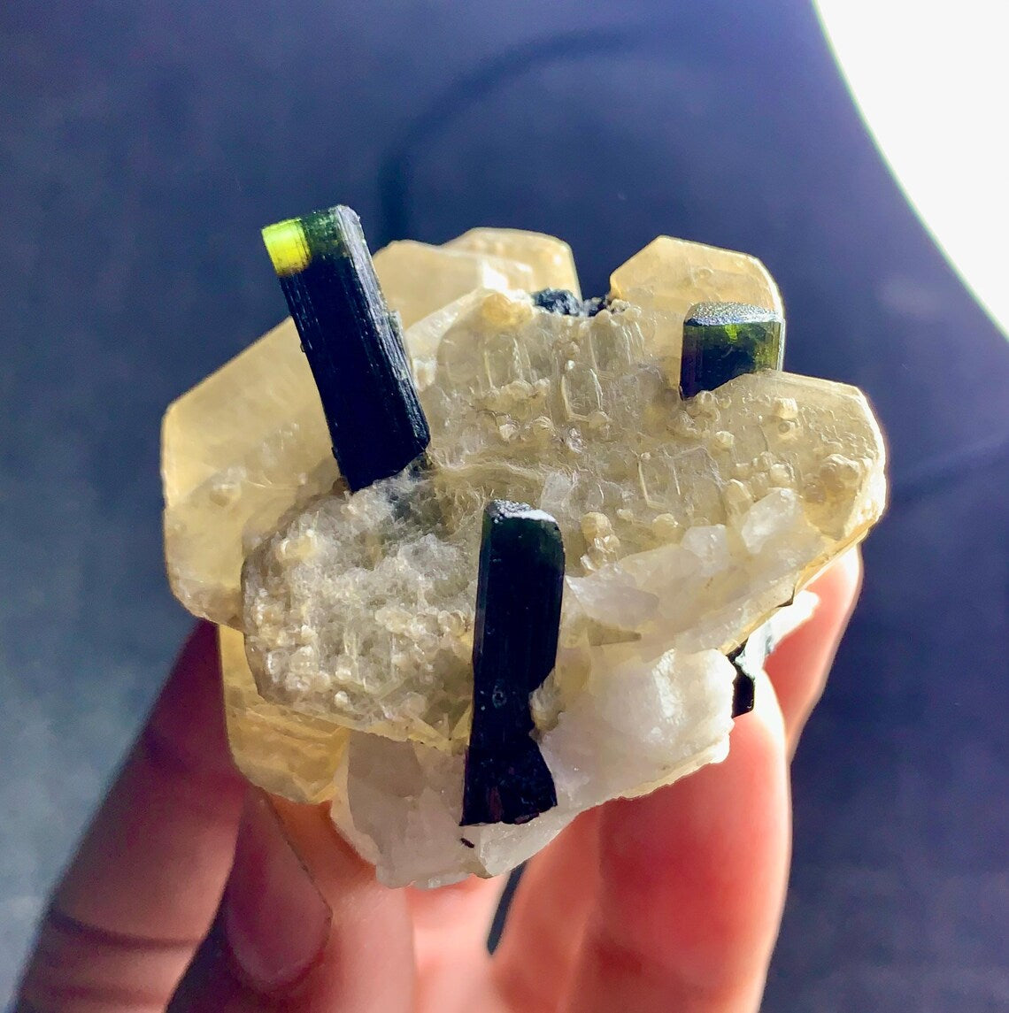 Stunning Green Cap Tourmaline Crystals on Mica, Tourmaline Specimen - 89 grams