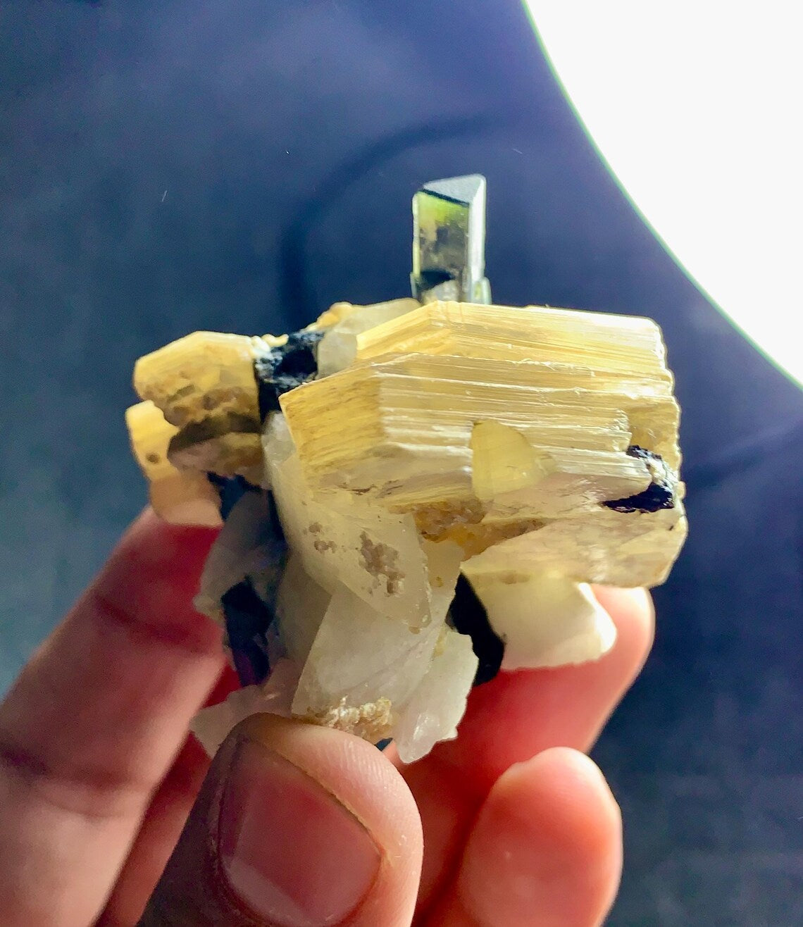 Stunning Green Cap Tourmaline Crystals on Mica, Tourmaline Specimen - 89 grams