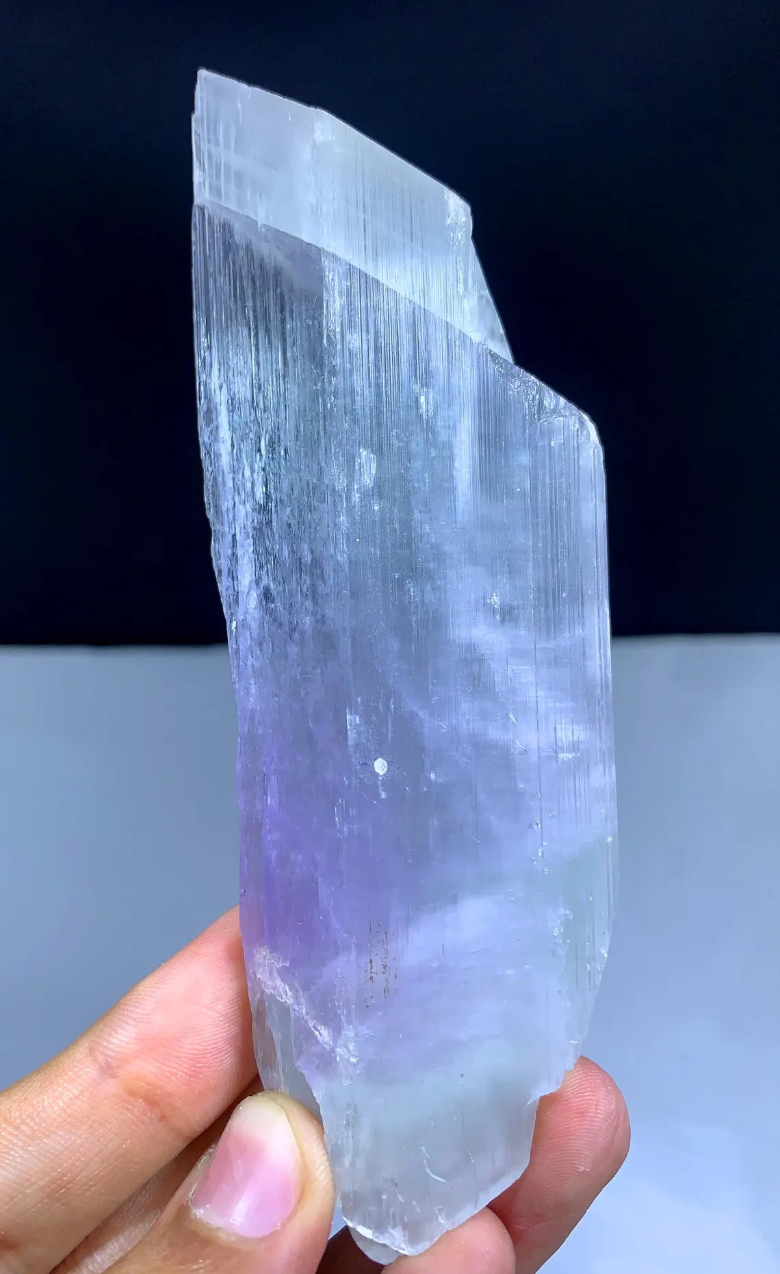 Double Sided Terminated Bi Color Kunzite Crystal From Afghanistan / 150 Gram