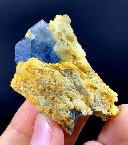 Natural Blue Celestine Crystal With Yellow Calcite Specimen From Afghanistan 41 Gram