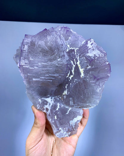 Huge Size Purple Phantom Fluorite, Unique Stepwise Terminations, Natural Fluorite Specimen - 1540 grams