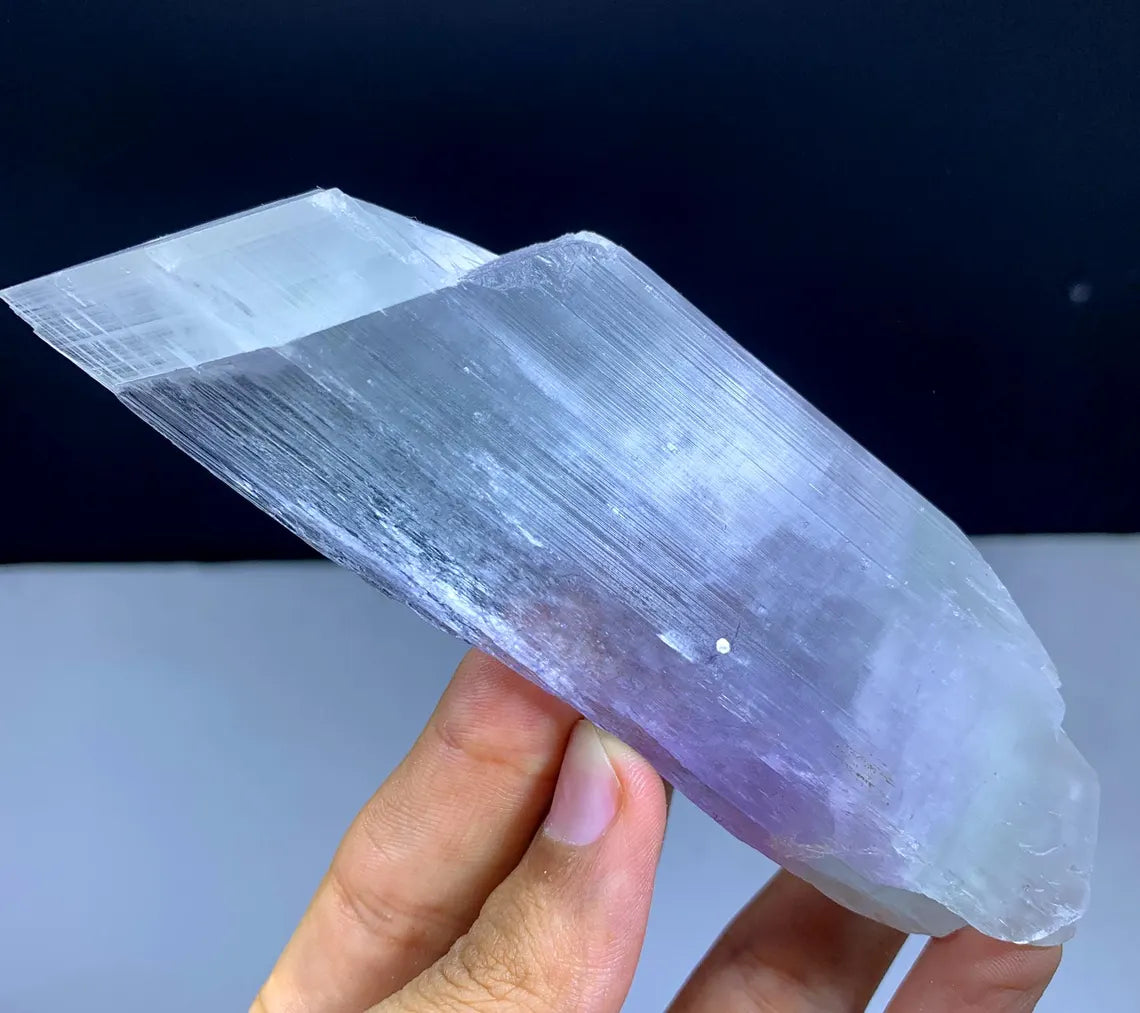 Double Sided Terminated Bi Color Kunzite Crystal From Afghanistan / 150 Gram