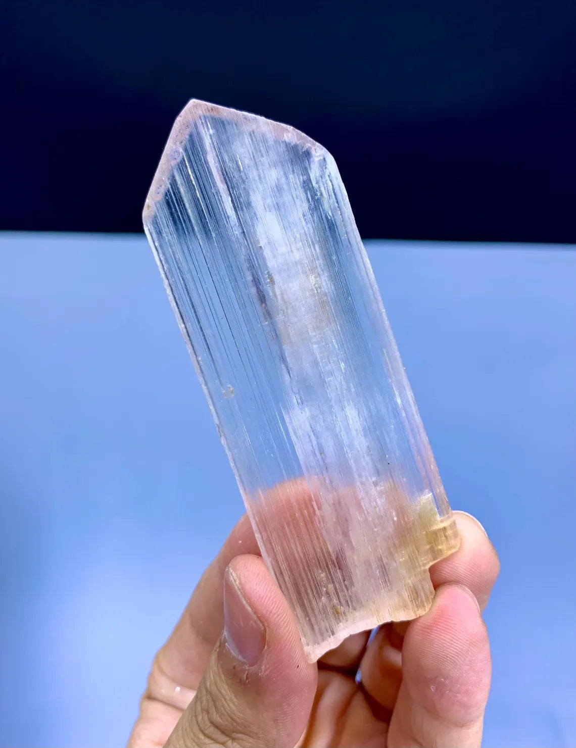 V Shape Terminated Transparnet Pink Kunzite Crystal, 32 grams
