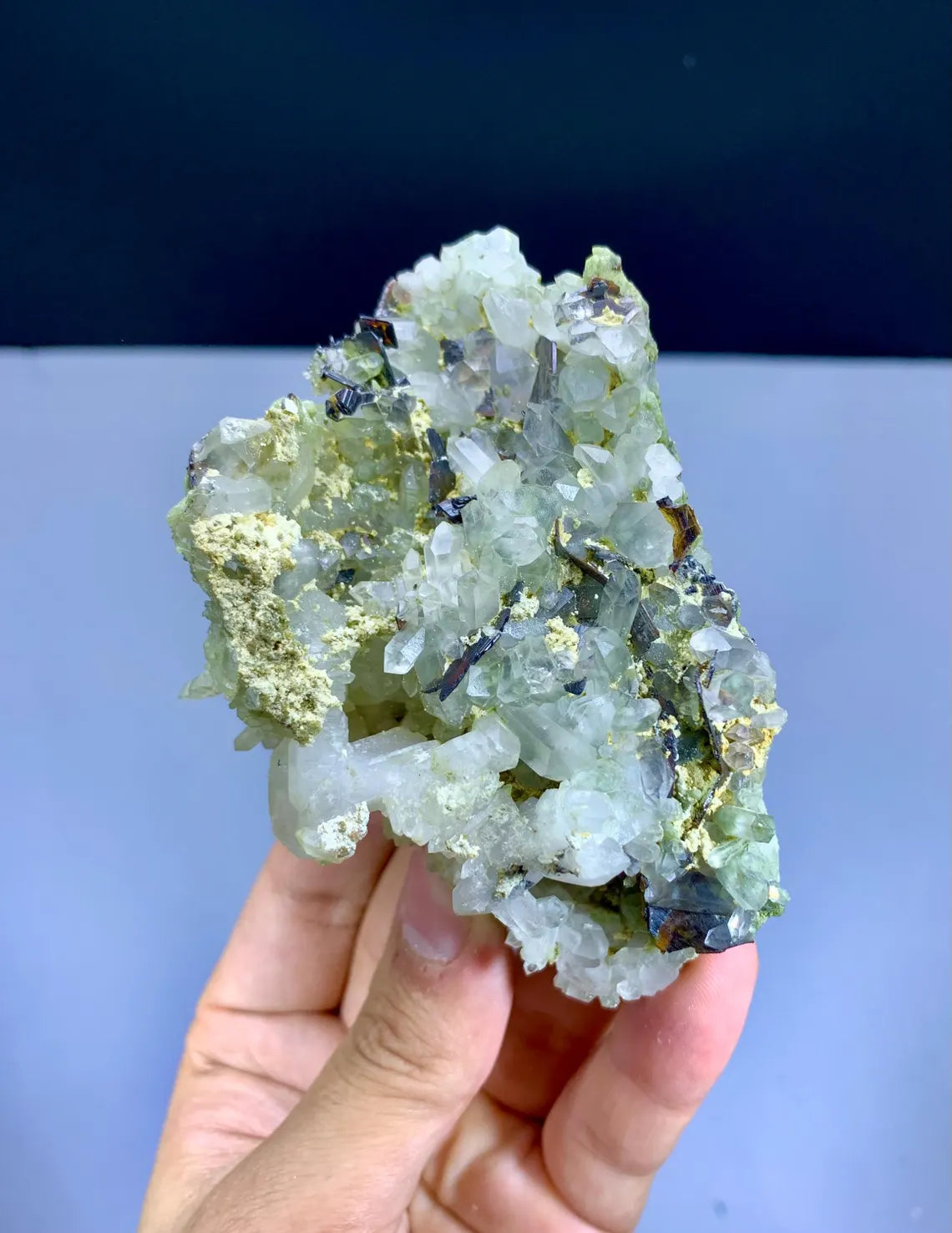 Chlorine Quartz with Rare Red Brookite, Quartz Cluster, Brookite Crystals, Quartz Specimen - 143 gram