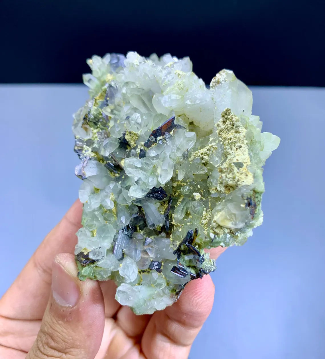 Chlorine Quartz with Rare Red Brookite, Quartz Cluster, Brookite Crystals, Quartz Specimen - 143 gram