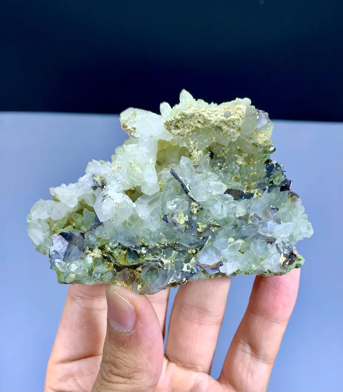 Chlorine Quartz with Rare Red Brookite, Quartz Cluster, Brookite Crystals, Quartz Specimen - 143 gram