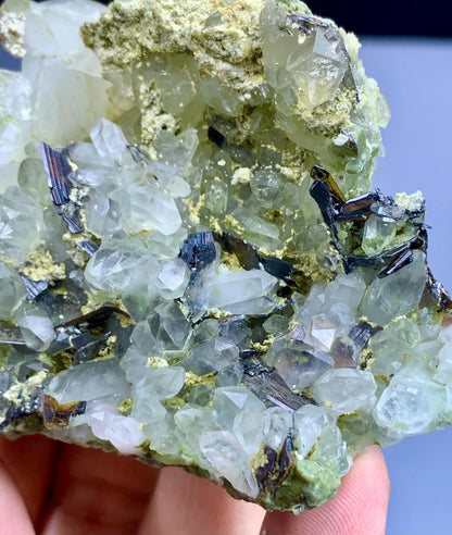 Chlorine Quartz with Rare Red Brookite, Quartz Cluster, Brookite Crystals, Quartz Specimen - 143 gram