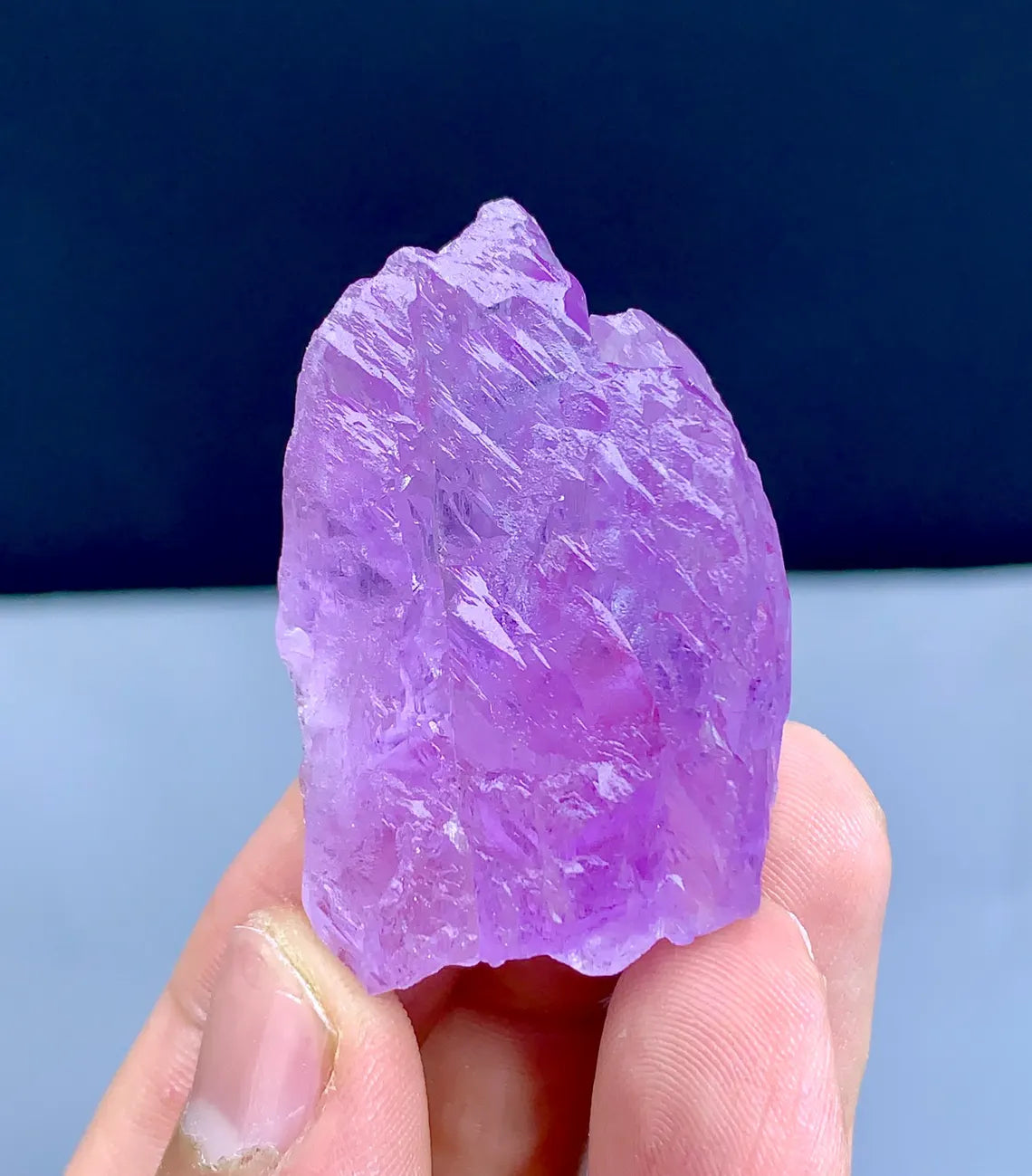 Fluorescent Deep Pink Mountain Shape Terminated Kunzite, 41 gram