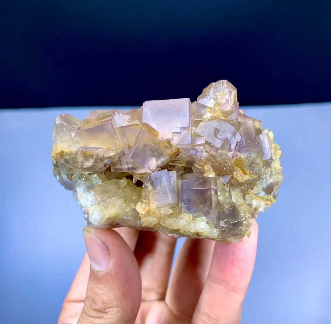 Purple & Yellow Color Cubic Phantom Fluorite from Pakistan - 305 gram