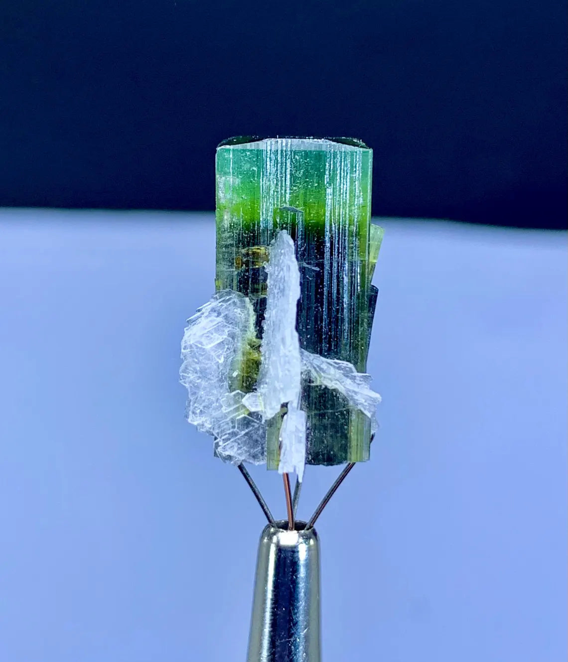 Thumbnail Size Lustrous Green Cap Tourmaline with Cleavelandite from Pakistan - 303.30 carat