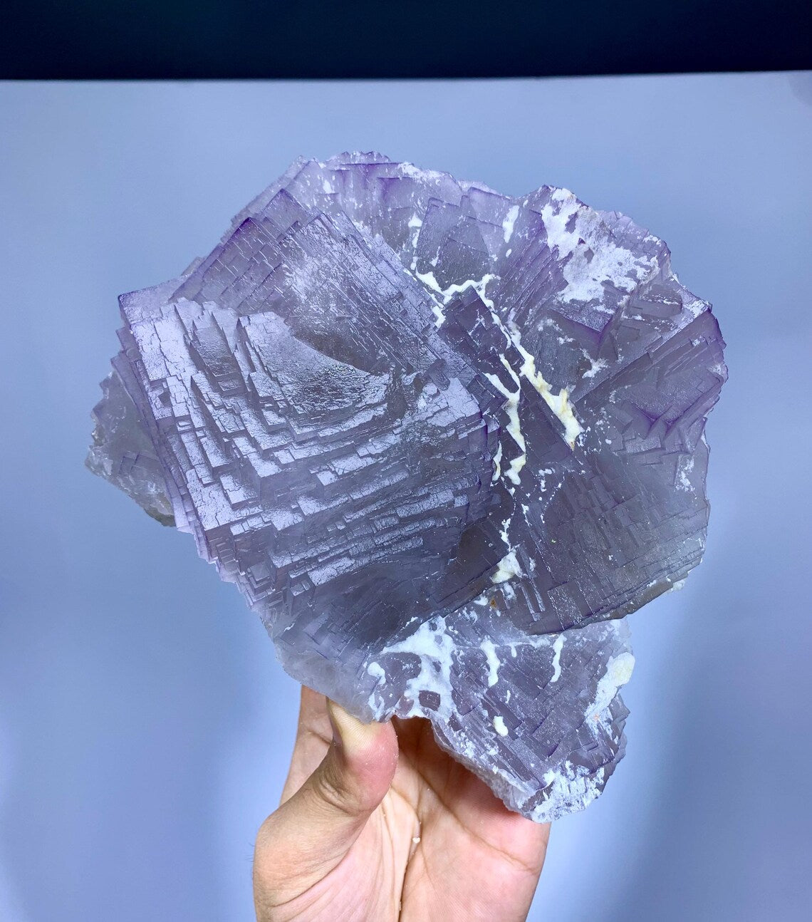 Huge Size Purple Phantom Fluorite, Unique Stepwise Terminations, Natural Fluorite Specimen - 1540 grams