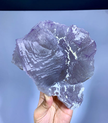 Huge Size Purple Phantom Fluorite, Unique Stepwise Terminations, Natural Fluorite Specimen - 1540 grams