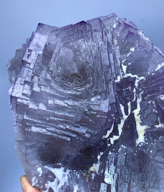 Huge Size Purple Phantom Fluorite, Unique Stepwise Terminations, Natural Fluorite Specimen - 1540 grams