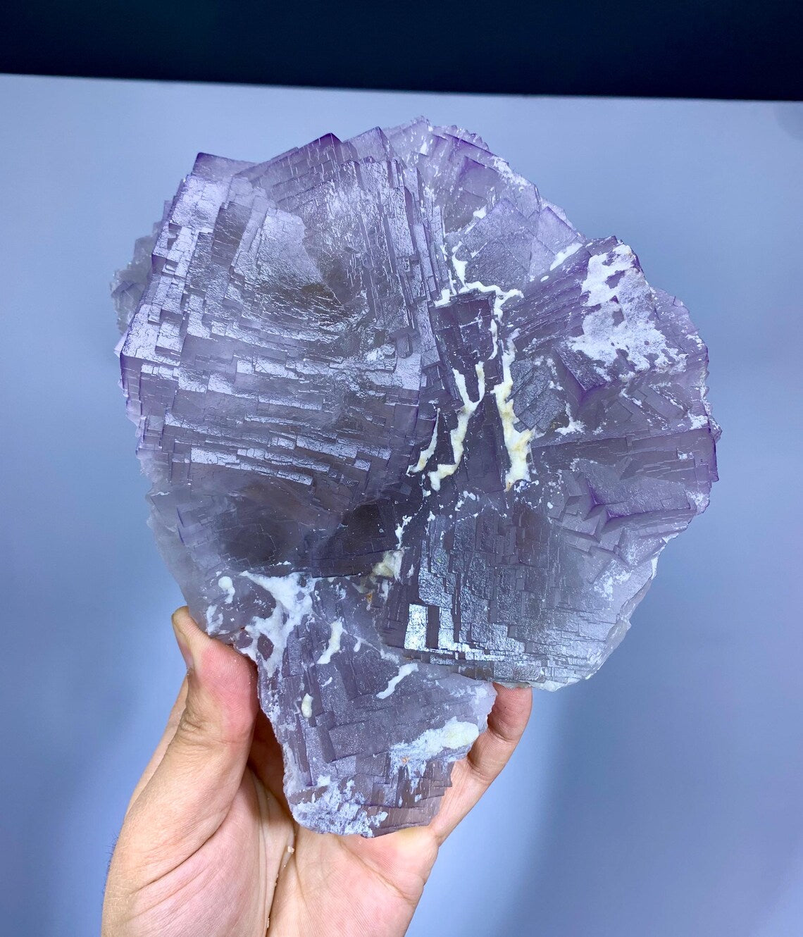 Huge Size Purple Phantom Fluorite, Unique Stepwise Terminations, Natural Fluorite Specimen - 1540 grams