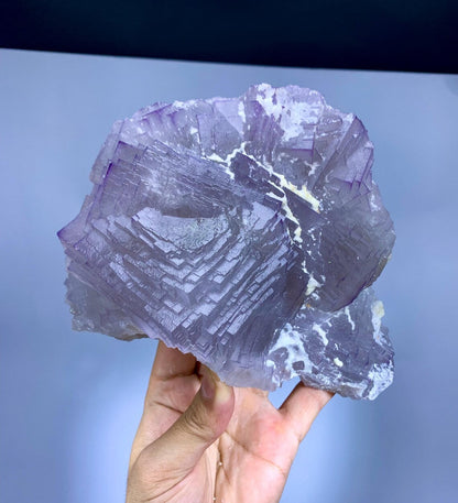 Huge Size Purple Phantom Fluorite, Unique Stepwise Terminations, Natural Fluorite Specimen - 1540 grams