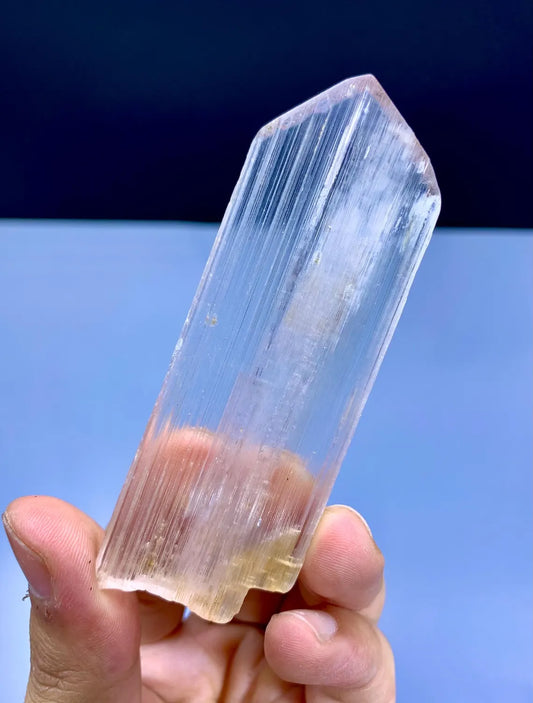 V Shape Terminated Transparnet Pink Kunzite Crystal, 32 grams