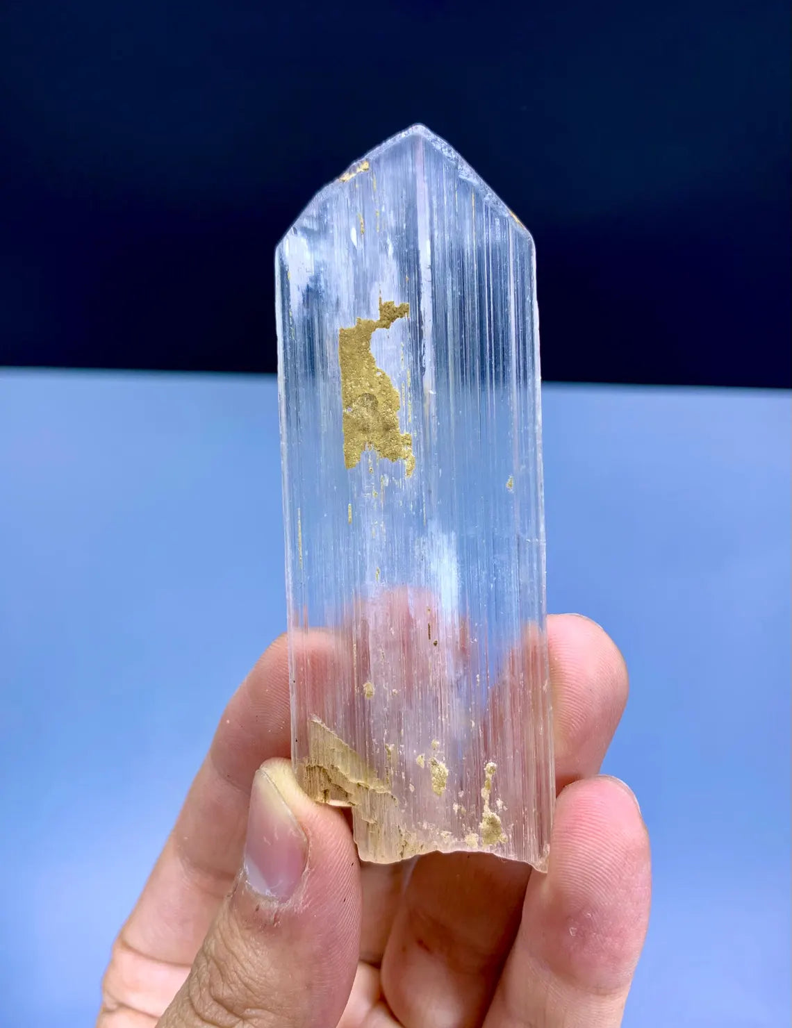 V Shape Terminated Transparnet Pink Kunzite Crystal, 32 grams