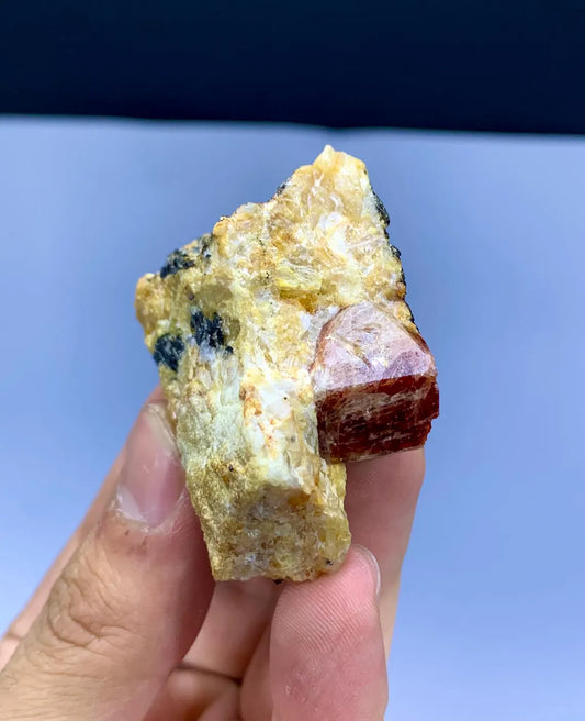 Natural Red Color Zircon Crystals on Matrix from Pakistan - 63 gram