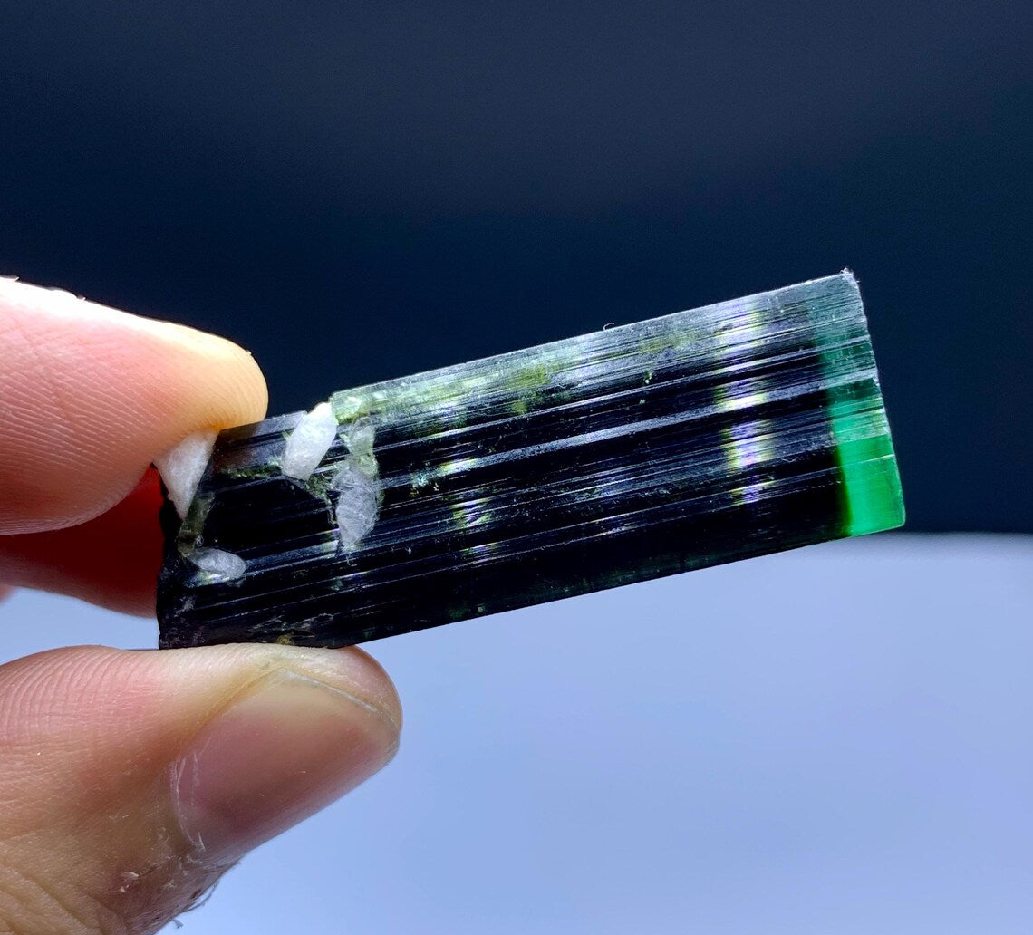 Stunning Green Cap Bicolor Tourmaline Crystal - 79.10 carat