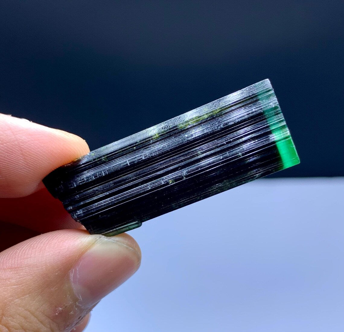 Stunning Green Cap Bicolor Tourmaline Crystal - 79.10 carat