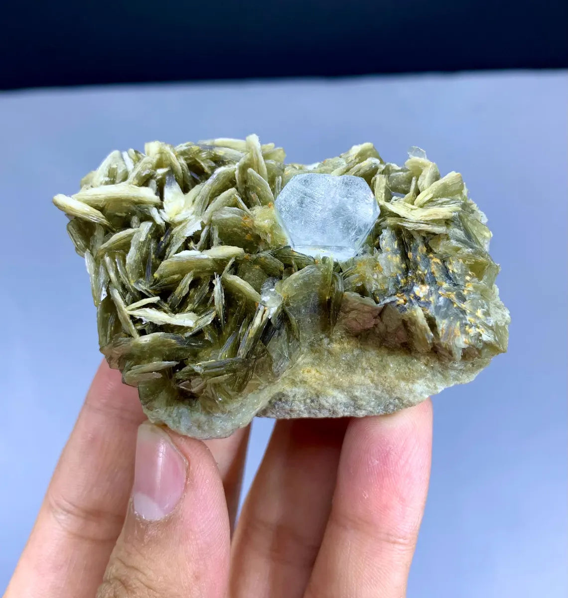 Blue Aquamarine on Muscovite from Pakistan - 163 gram