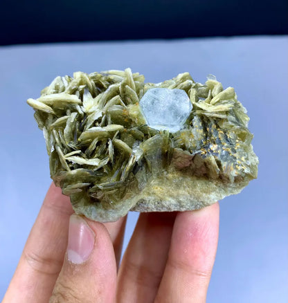 Blue Aquamarine on Muscovite from Pakistan - 163 gram