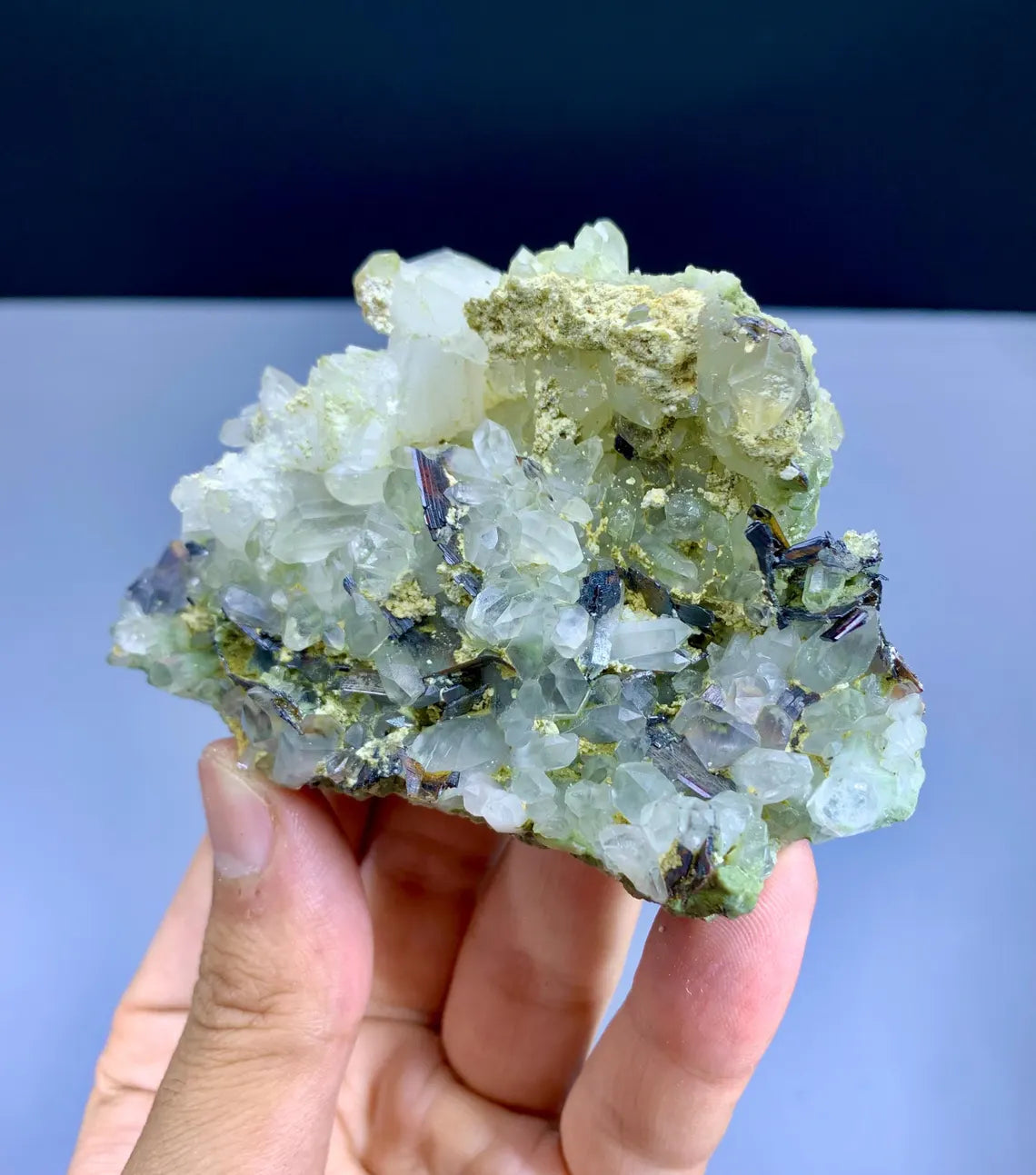 Chlorine Quartz with Rare Red Brookite, Quartz Cluster, Brookite Crystals, Quartz Specimen - 143 gram