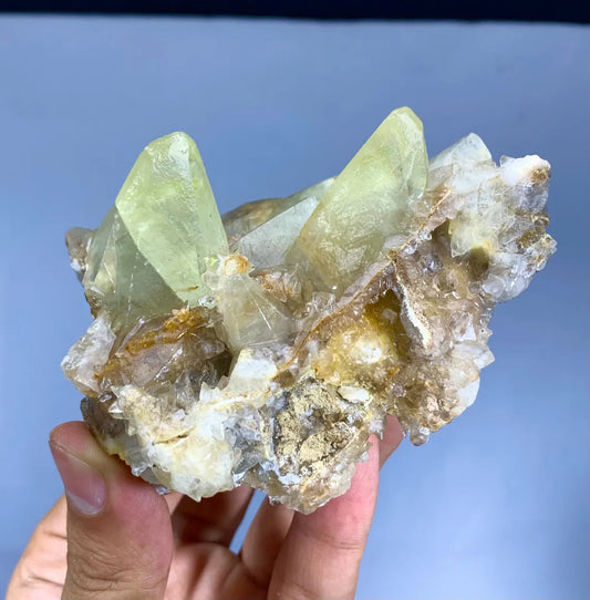 Natural Yellow Color Calcite Cluster on Matrix, Calcite Specimen from Pakistan - 256 gram