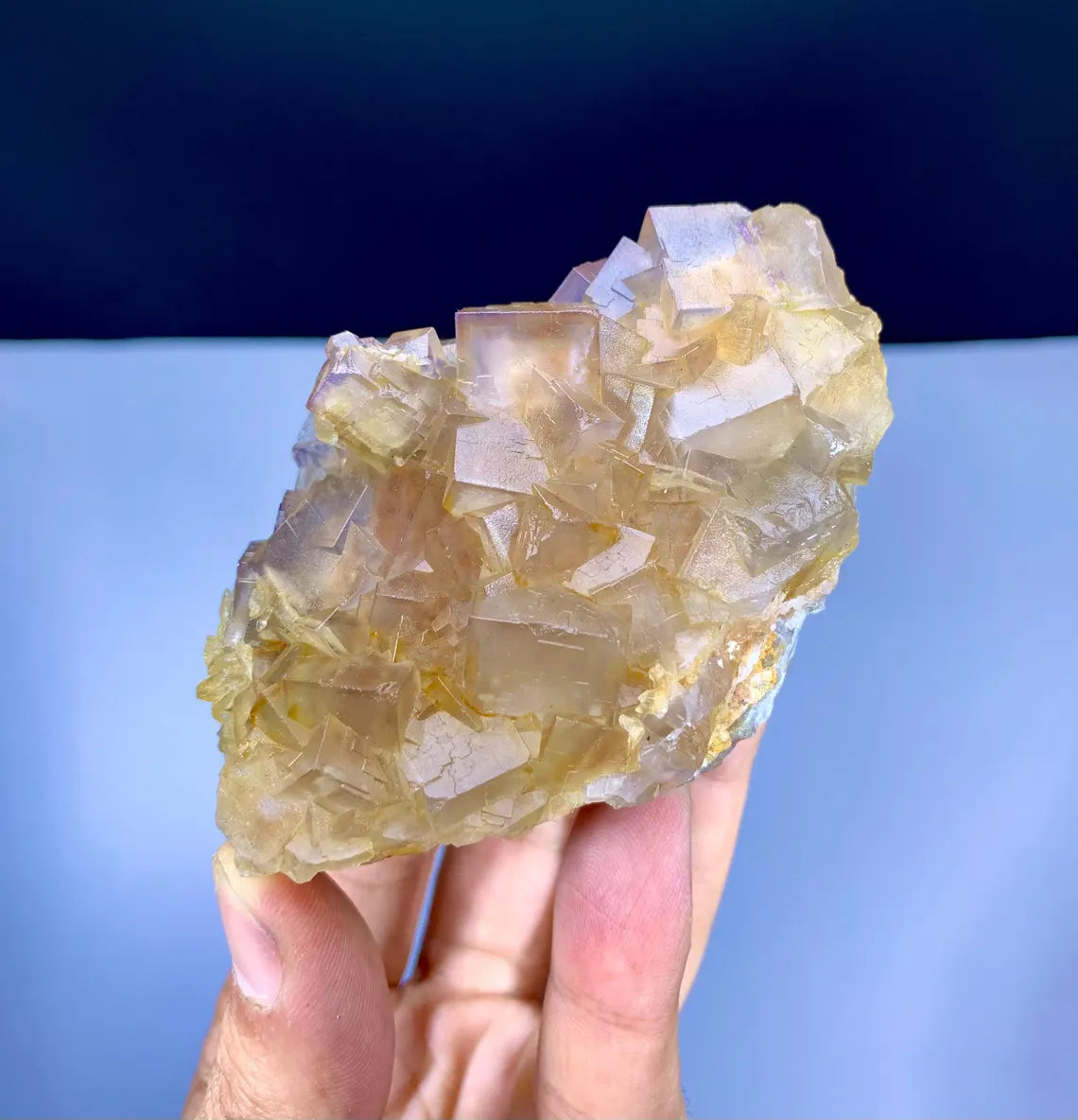 Purple & Yellow Color Cubic Phantom Fluorite from Pakistan - 305 gram