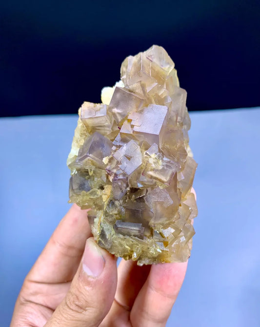 Purple & Yellow Color Cubic Phantom Fluorite from Pakistan - 305 gram