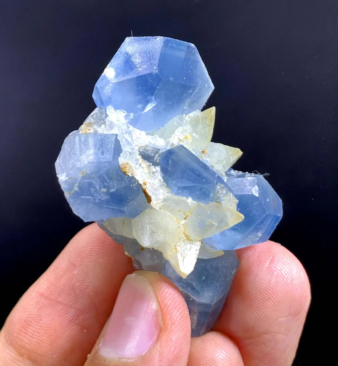 Natural Blue Celestine Cluster With Calcite From Afghanistan - 48 Gram