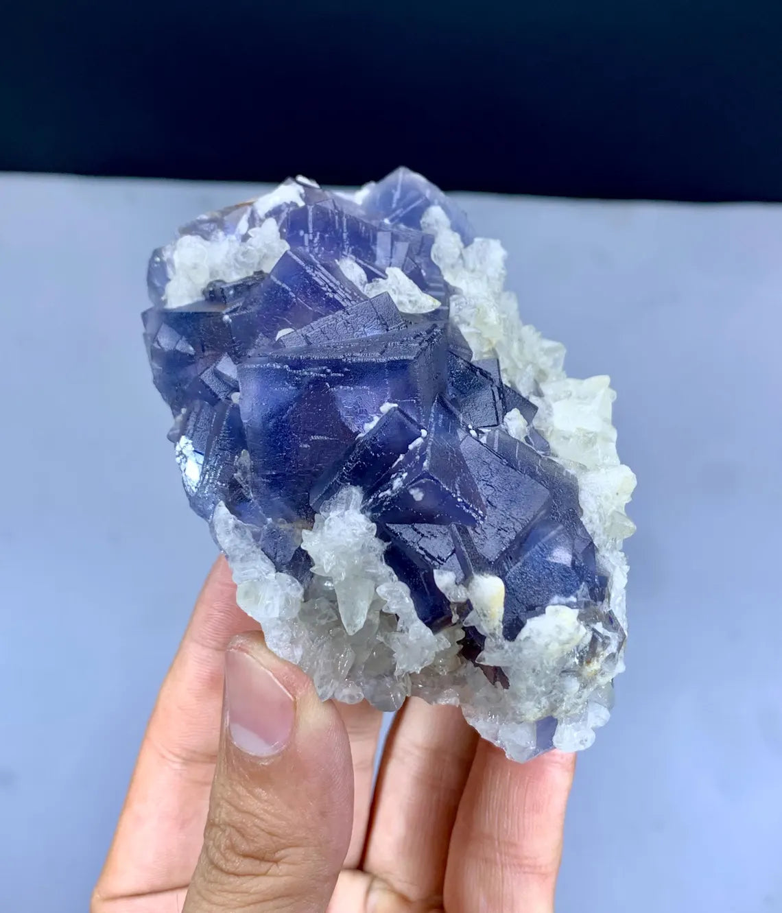 Blue & Purple Fluorite on Calcite from Pakistan - 426 gram