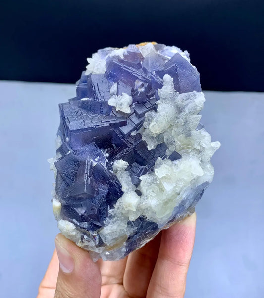 Blue & Purple Fluorite on Calcite from Pakistan - 426 gram