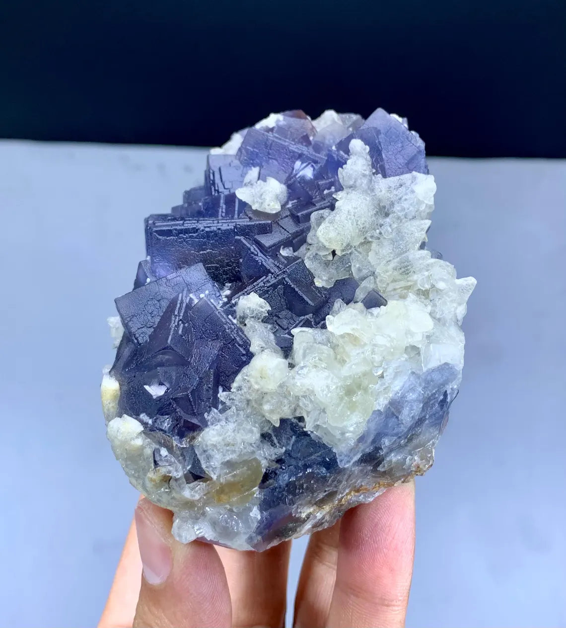 Blue & Purple Fluorite on Calcite from Pakistan - 426 gram