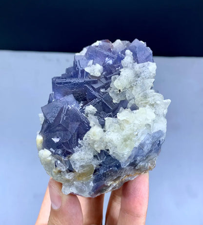 Blue & Purple Fluorite on Calcite from Pakistan - 426 gram