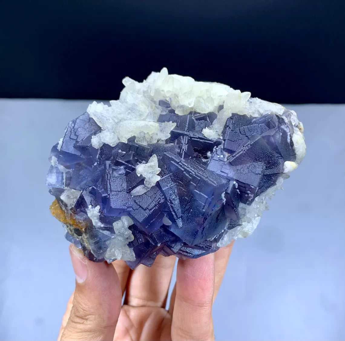Blue & Purple Fluorite on Calcite from Pakistan - 426 gram