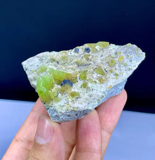 Lush Green Peridot with Magnetite on Matrix from Pakistan - 154 gram