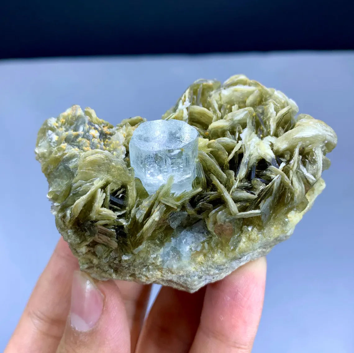 Blue Aquamarine on Muscovite from Pakistan - 163 gram