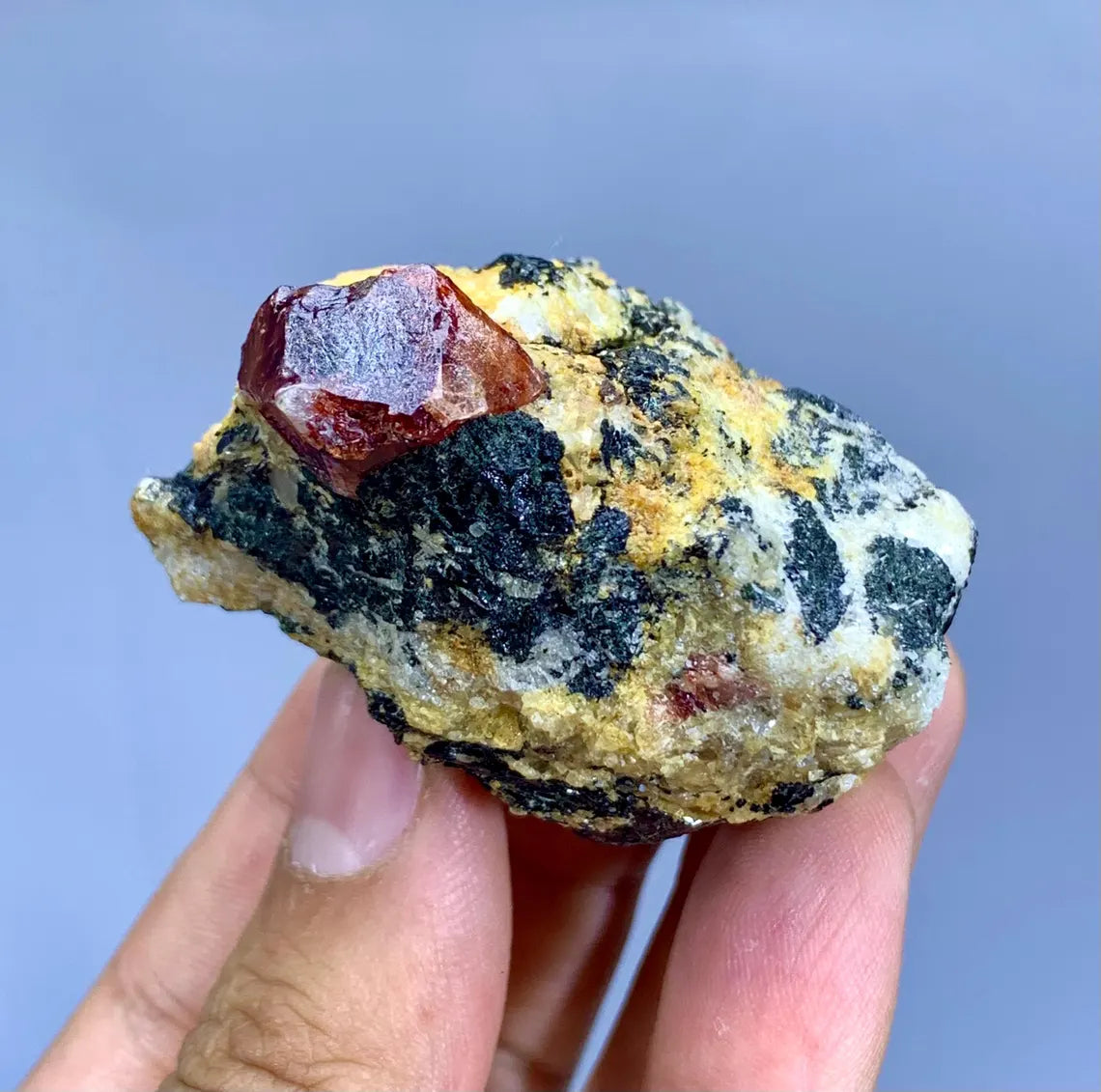 Natural Red Color Zircon on Matrix from Skardu Pakistan - 103 gram