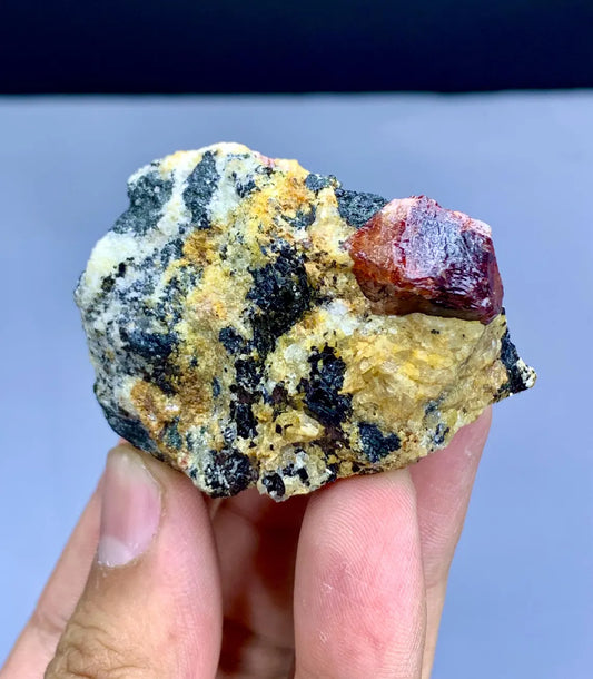Natural Red Color Zircon on Matrix from Skardu Pakistan - 103 gram