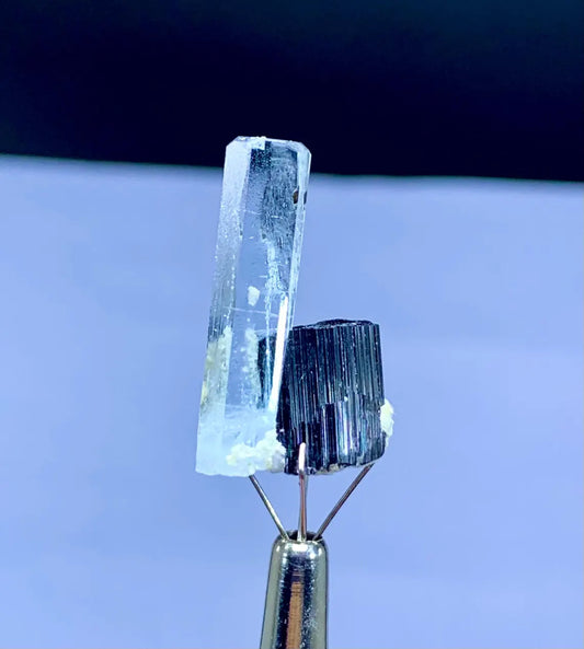 Transparent Blue Aquamarine on Schorl from Pakistan - 18.85 carat