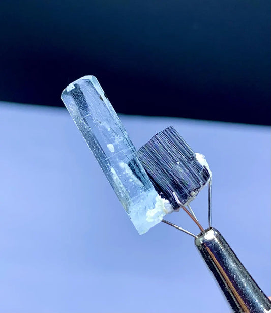 Transparent Blue Aquamarine on Schorl from Pakistan - 18.85 carat